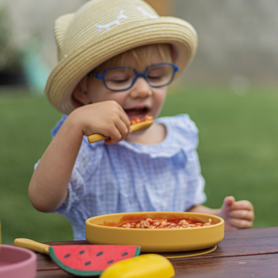 Petite&Mars - Take&Match - Assiette ronde en silicone avec ventouse Petite & Mars