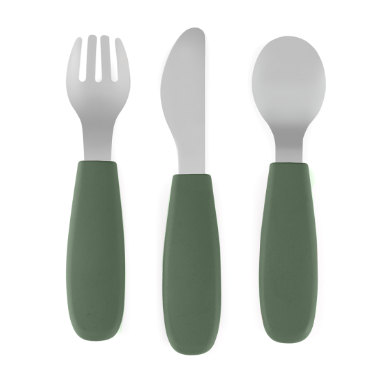 Petite&Mars - stainless steel cutlery set with silicone handle 6m+