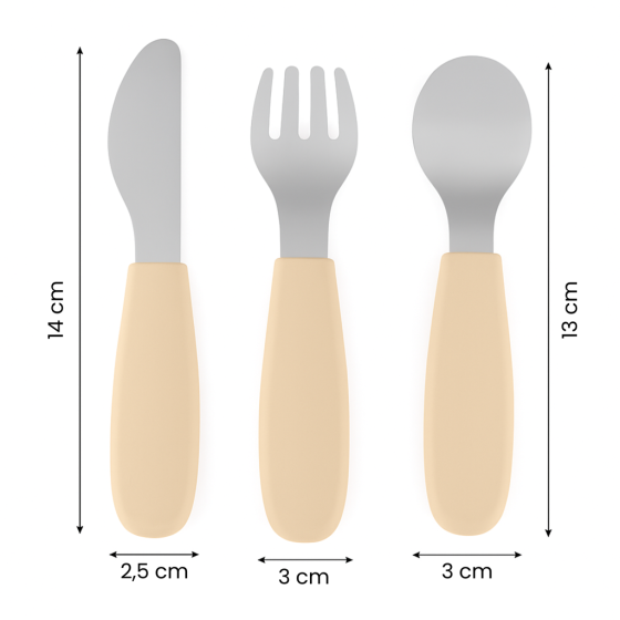 Petite&Mars - stainless steel cutlery set with silicone handle 6m+