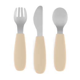 Petite&Mars - stainless steel cutlery set with silicone handle 6m+ - Desert-Sand