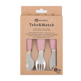 Petite&Mars - stainless steel cutlery set with silicone handle 6m+ - Dusty-Rose
