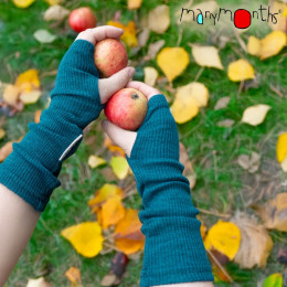 MaM ManyMonths Natural Woollies Long Fingerless Mittens - SeaBreez Teal