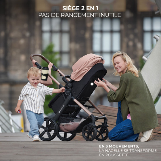 Kinderkraft MOOV 2 AIR Poussette Trio - Système de voyage de la naissance