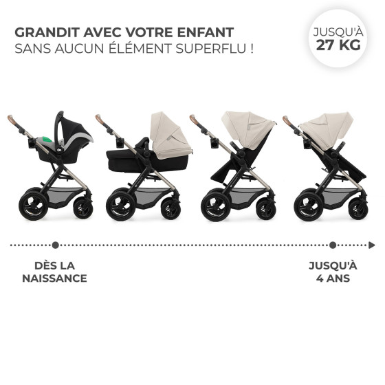Kinderkraft MOOV 2 AIR Poussette Trio - Système de voyage de la naissance