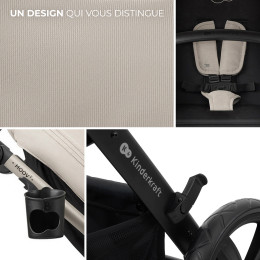 Kinderkraft MOOV 2 AIR Poussette Trio - Système de voyage de la naissance - Moonlight grey (gris clair)