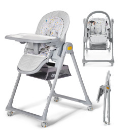 Kinderkraft Lastree - chaise haute et transat 2 en 1 - Gris