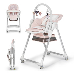 Kinderkraft Lastree - chaise haute et transat 2 en 1 - Rose