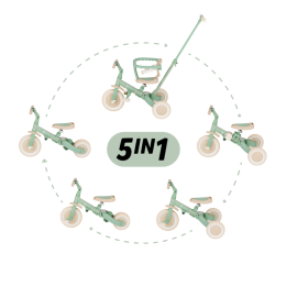 Petite&Mars - Turbo - Tricycle Enfant Multifonctionnel 5en1 - Série Limitée Green Twist