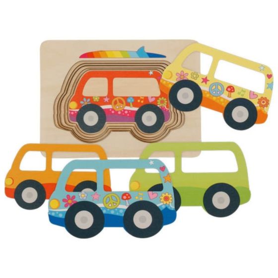 Goki Puzzle à couches Van Goki jeux en bois