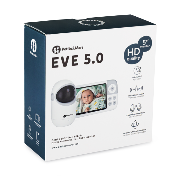 Petite&Mars - Eve 5.0 - Babyphone numérique avec moniteur vidéo Petite & Mars