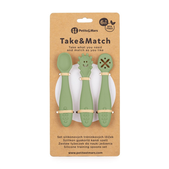 Petite&Mars - Take&Match - Lot de 3 cuillères d'entraînement en silicone 6m+