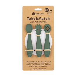 Petite&Mars - Silicone training spoons set 3 pcs 6m+ - Misty-Green