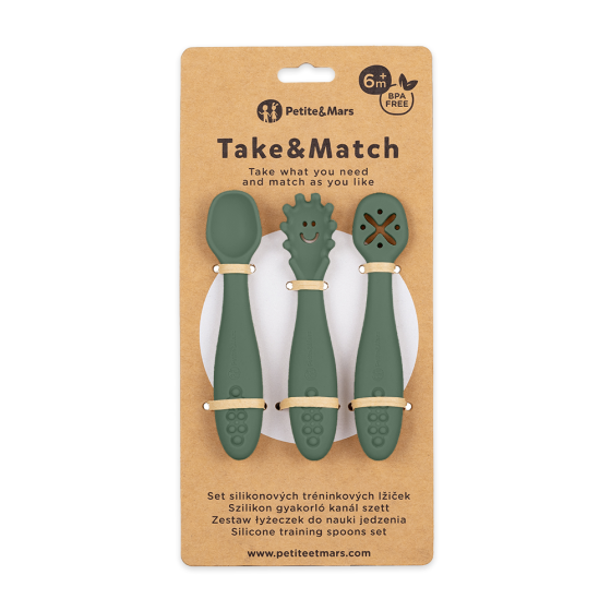 Petite&Mars - Take&Match - Lot de 3 cuillères d'entraînement en silicone 6m+
