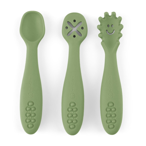 Petite&Mars - Take&Match - Lot de 3 cuillères d'entraînement en silicone 6m+ Petite & Mars