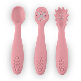 Petite&Mars - Silicone training spoons set 3 pcs 6m+ - Dusty-Rose