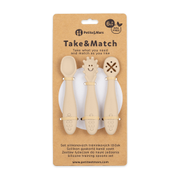Petite&Mars - Take&Match - Lot de 3 cuillères d'entraînement en silicone 6m+ - Desert-Sand (Beige)
