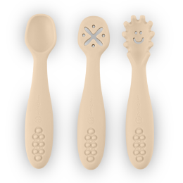 Petite&Mars - Silicone training spoons set 3 pcs 6m+ - Desert-Sand