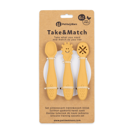 Petite&Mars - Silicone training spoons set 3 pcs 6m+ - Intense-Ochre