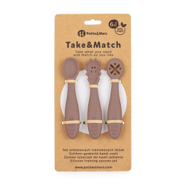 Petite&Mars - Silicone training spoons set 3 pcs 6m+ - Mauve (Velvet-Latte)