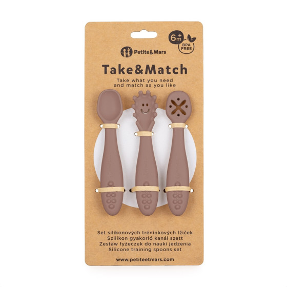 Petite&Mars - Take&Match - Lot de 3 cuillères d'entraînement en silicone 6m+ Petite & Mars