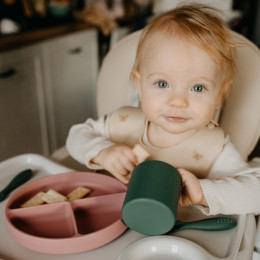 Petite&Mars - Take&Match - Assiette ronde compartimentée en silicone avec ventouse