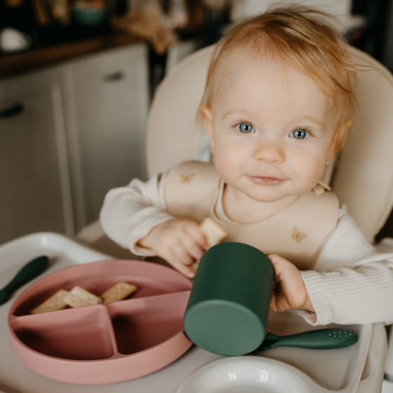 Petite&Mars - Take&Match - Assiette ronde compartimentée en silicone avec ventouse