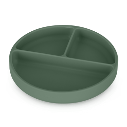 Petite&Mars - Silicone round divided plate with suction pad TAKE&MATCH 6m+ - Misty-Green