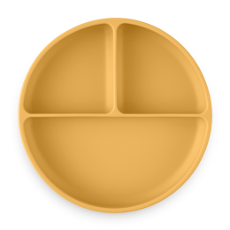 Petite&Mars - Take&Match - Assiette ronde compartimentée en silicone avec ventouse - Intense-Ochre (Jaune)