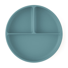 Petite&Mars - Silicone round divided plate with suction pad TAKE&MATCH 6m+ - Bleu Clair (Frosted-Sky)