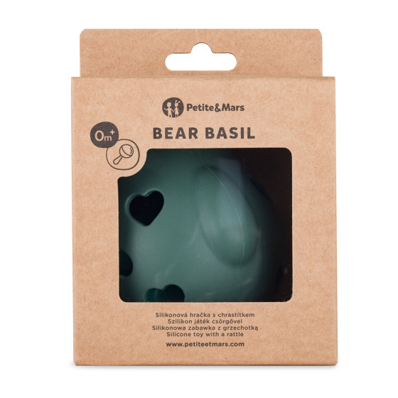 Petite&Mars - Basil - Ours Hochet avec balle en silicone 0+ Petite & Mars