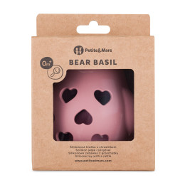 Petite&Mars - Basil - Silicon rattle toy Bear Basil 0m+ - Dusty-Rose