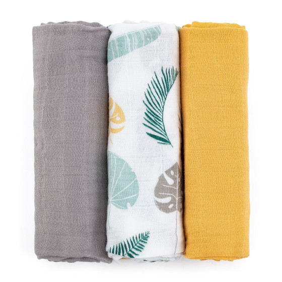Petite&Mars - Moussy -Set of 3  Bamboo muslin swaddles
