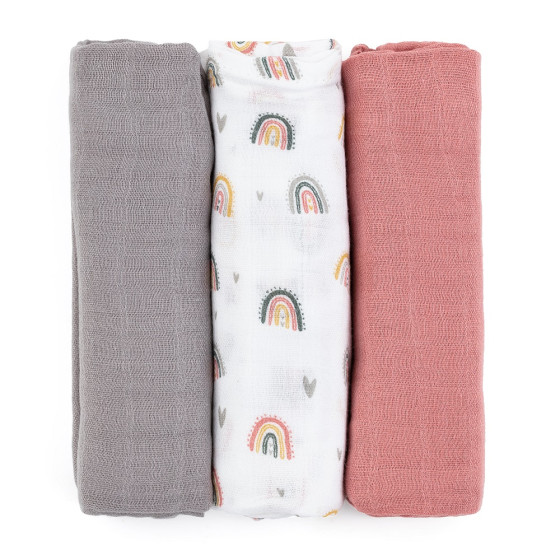 Petite&Mars - Moussy -Set of 3  Bamboo muslin swaddles