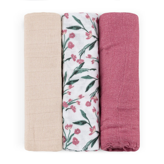 Petite&Mars - Moussy - Lot de 3 Langes en Mousseline de Bambou Petite & Mars
