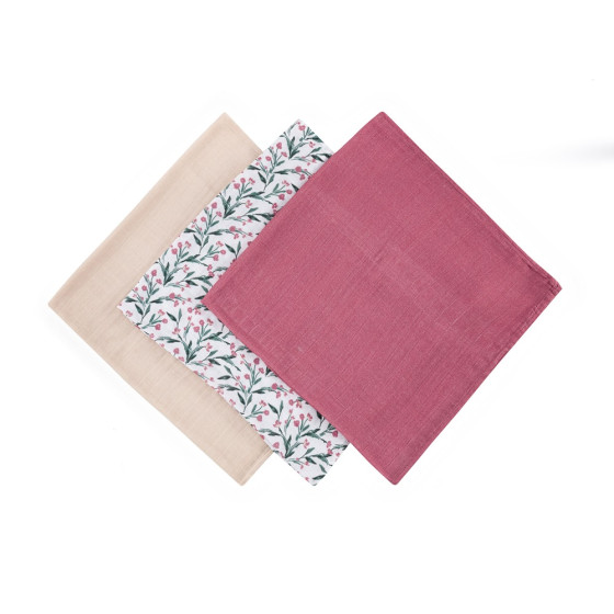 Petite&Mars - Moussy - Lot de 3 Langes en Mousseline de Bambou Petite & Mars