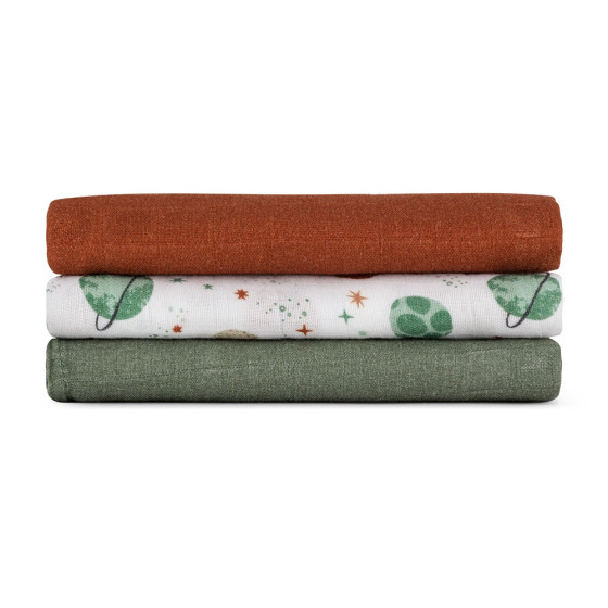 Petite&Mars - Moussy - Lot de 3 Langes en Mousseline de Bambou Petite & Mars