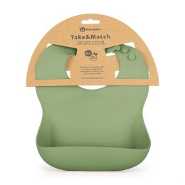 Petite&Mars - Take&Match - Bavoir avec récupérateur en silicone - Sweet Pea (Vert Clair)