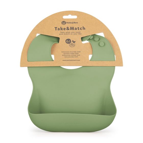 Petite&Mars - Take&Match - Bavoir avec récupérateur en silicone