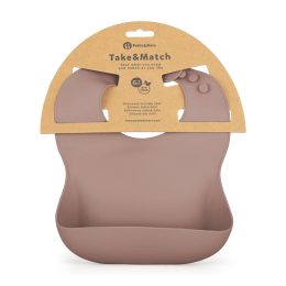PETITE&MARS Silicone bib Take&Match - Mauve (Velvet-Latte)