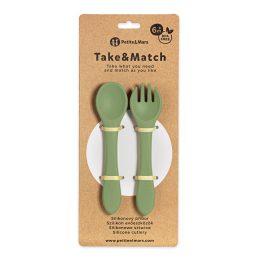 Petite&Mars - Silicone Cutlery TAKE&MATCH 6m+ - Vert Clair (Sweet Pea)