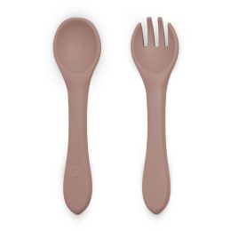 Petite&Mars - Take&Match - Set de couverts en silicone 6m+ - Velvet-Latte (Mauve)