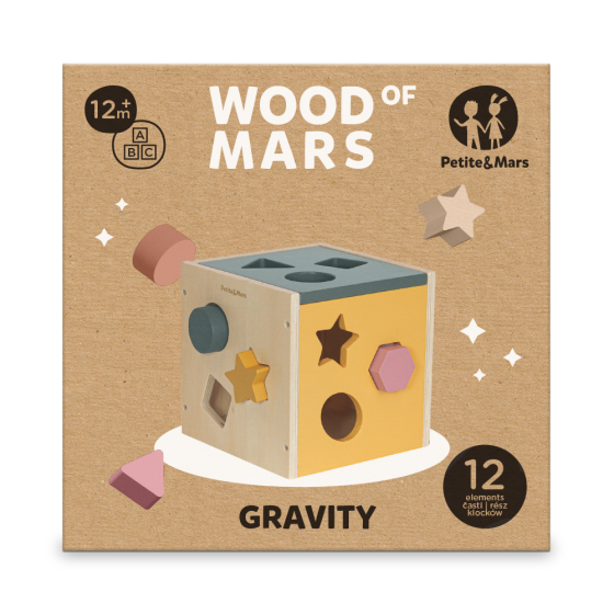 Petite&Mars - Wooden toy sorter Gravity Wood of Mars 12m+