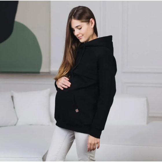 Love and Carry Hoodie oversize maternité et allaitement – Noir Love and Carry