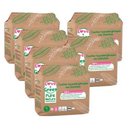 Love and Green Pure Nature Pack 6x38 Couches jetables taille 4 (7 à 14 kg) Love and Green