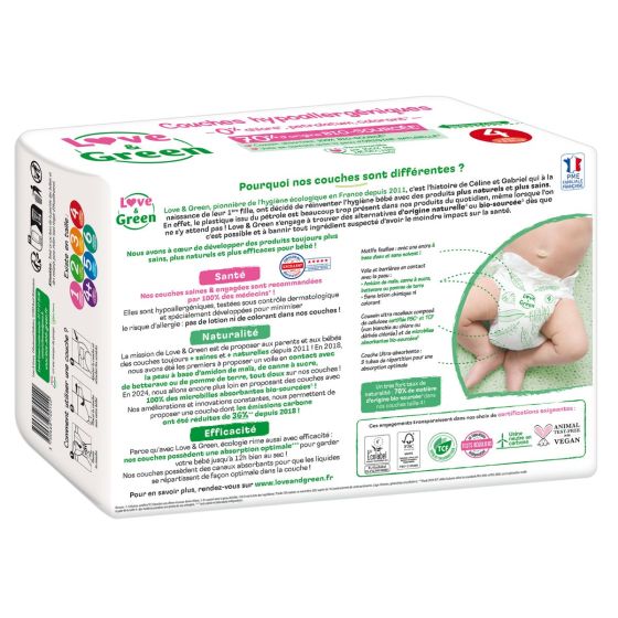 Love and Green Pack 6x46 disposable Diapers size 4 (7 to 14 kg) Love and Green
