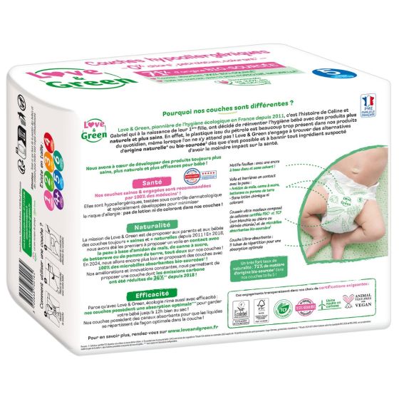 Love and Green Pack 6x40 disposable Nappies size 5 (11 to 25 kg) Love and Green