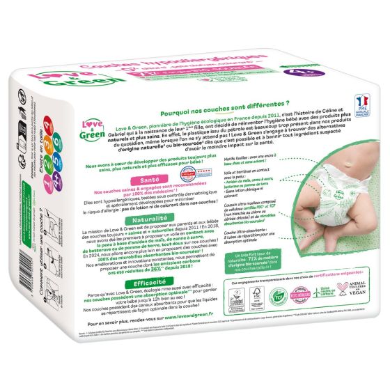 Love and Green Pack 6x42 disposable Diapers size 4+ (9 to 20 kg) Love and Green