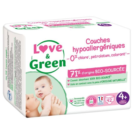 Love and Green Pack 6x42 disposable Diapers size 4+ (9 to 20 kg) Love and Green