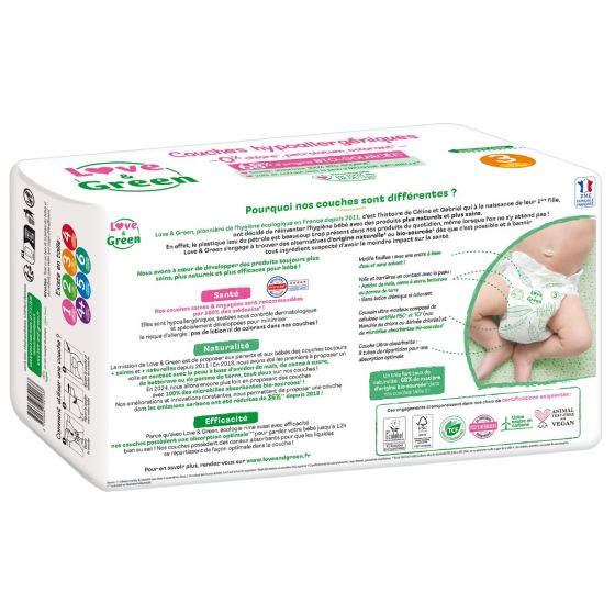 Love and Green Pack 6x52 disposable Diapers size 3 (4 to 9 kg) Love and Green