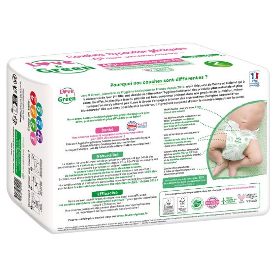 Love and green disposable diapers size 2 (3 to 6 kg) x36 Love and Green